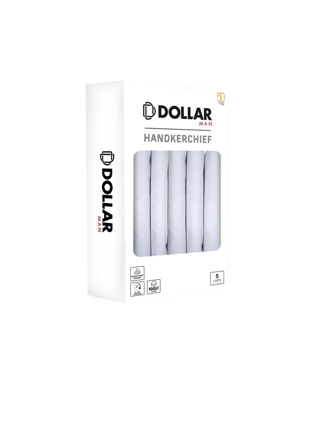 

Dollar Socks Men Pack Of 5 Cotton Handkerchiefs, White