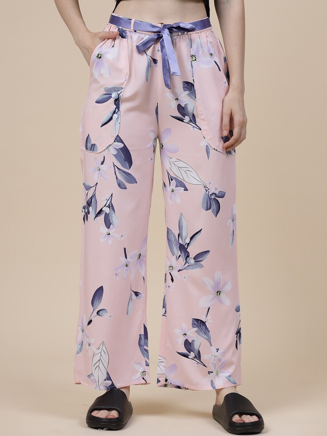 

Sweet Dreams Floral Printed Mid-Rise Palazzo, Peach