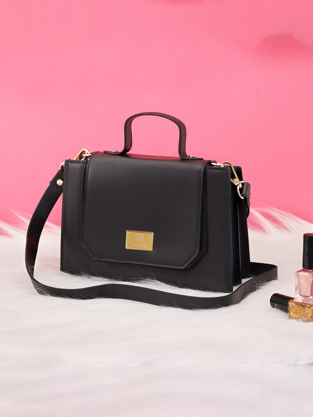 

KAAYTEE Structured Sling Bag With Detachable Sling Strap, Black