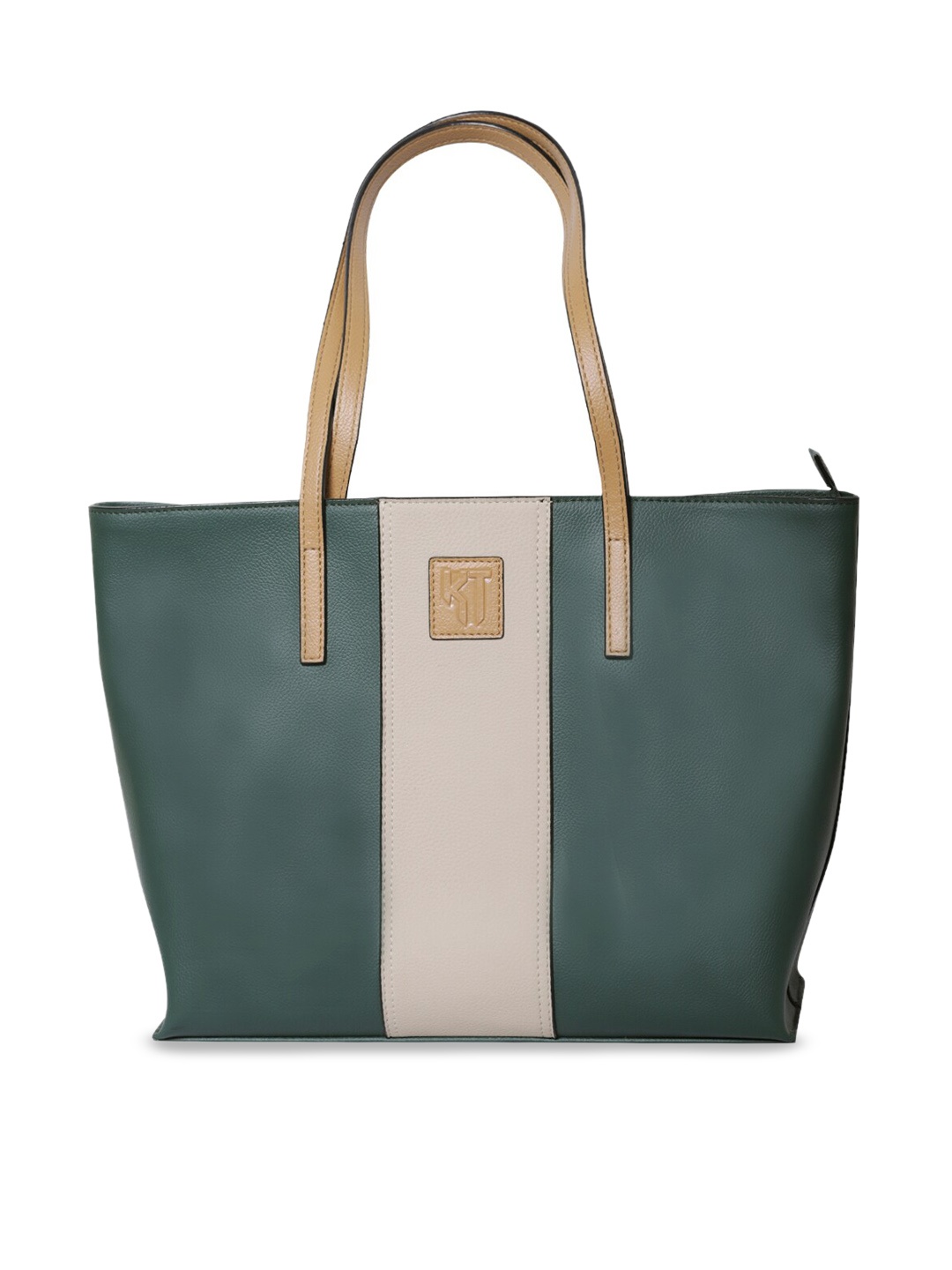 

KAAYTEE Colourblocked Oversized Shopper Tote Bag, Green