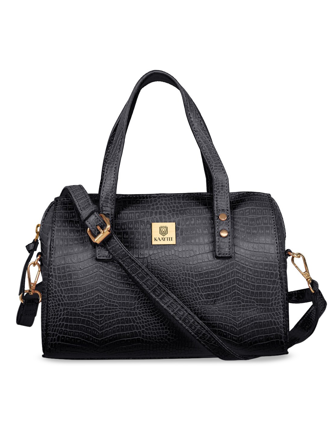 

KAAYTEE PU Textured Structured Handheld Bag, Black