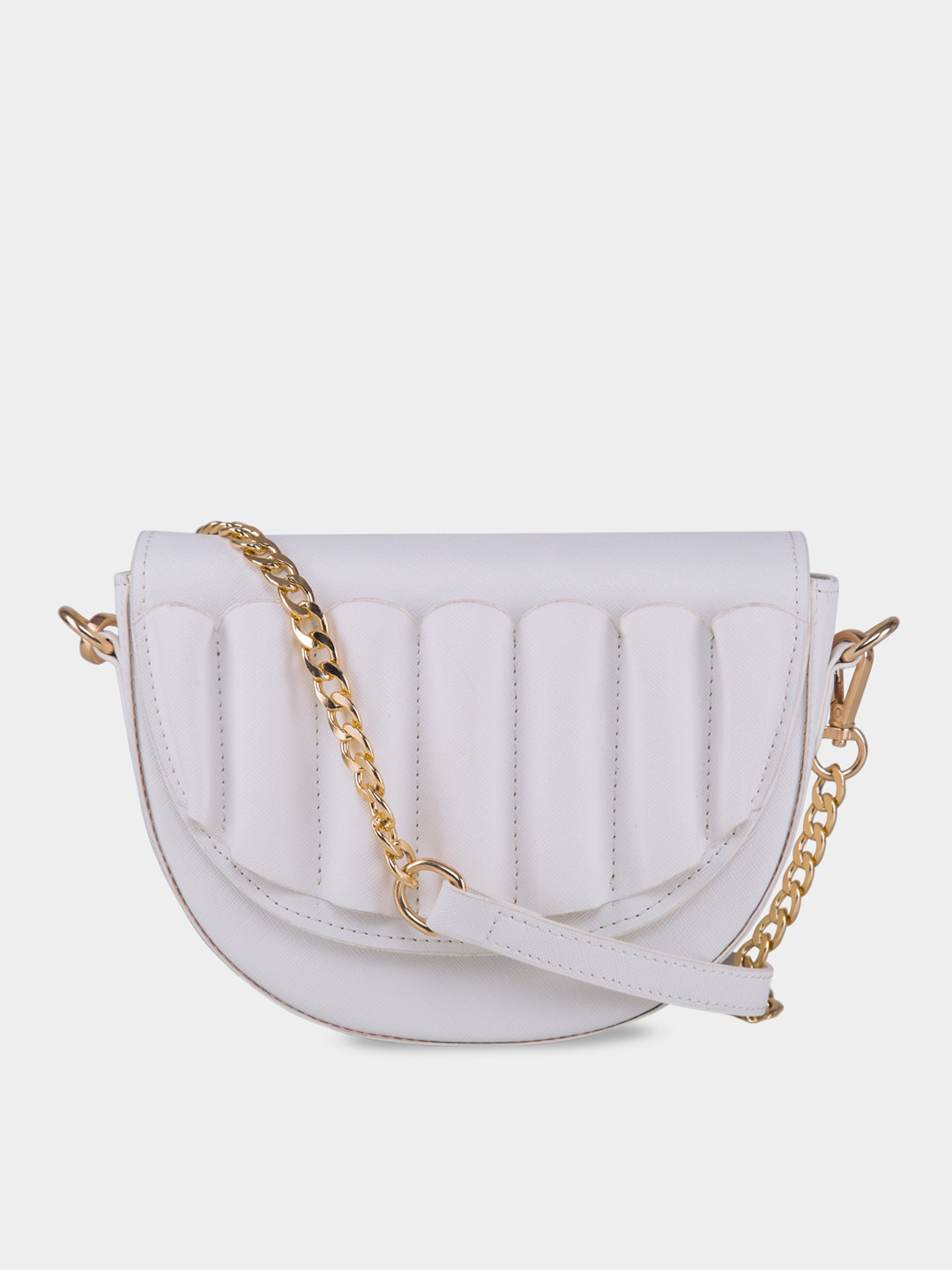 

KAAYTEE Half Moon Sling Bag with Quilted Details, White