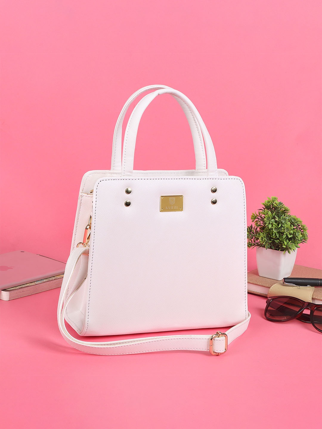 

KAAYTEE PU Structured Handheld Bag, White