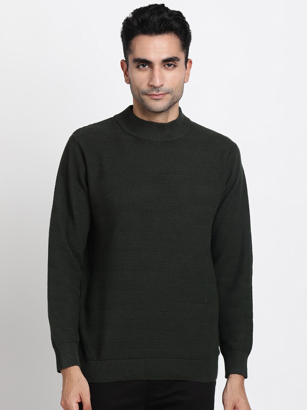 

Turtle Knitted Slim Fit Cotton Casual Pullover, Black