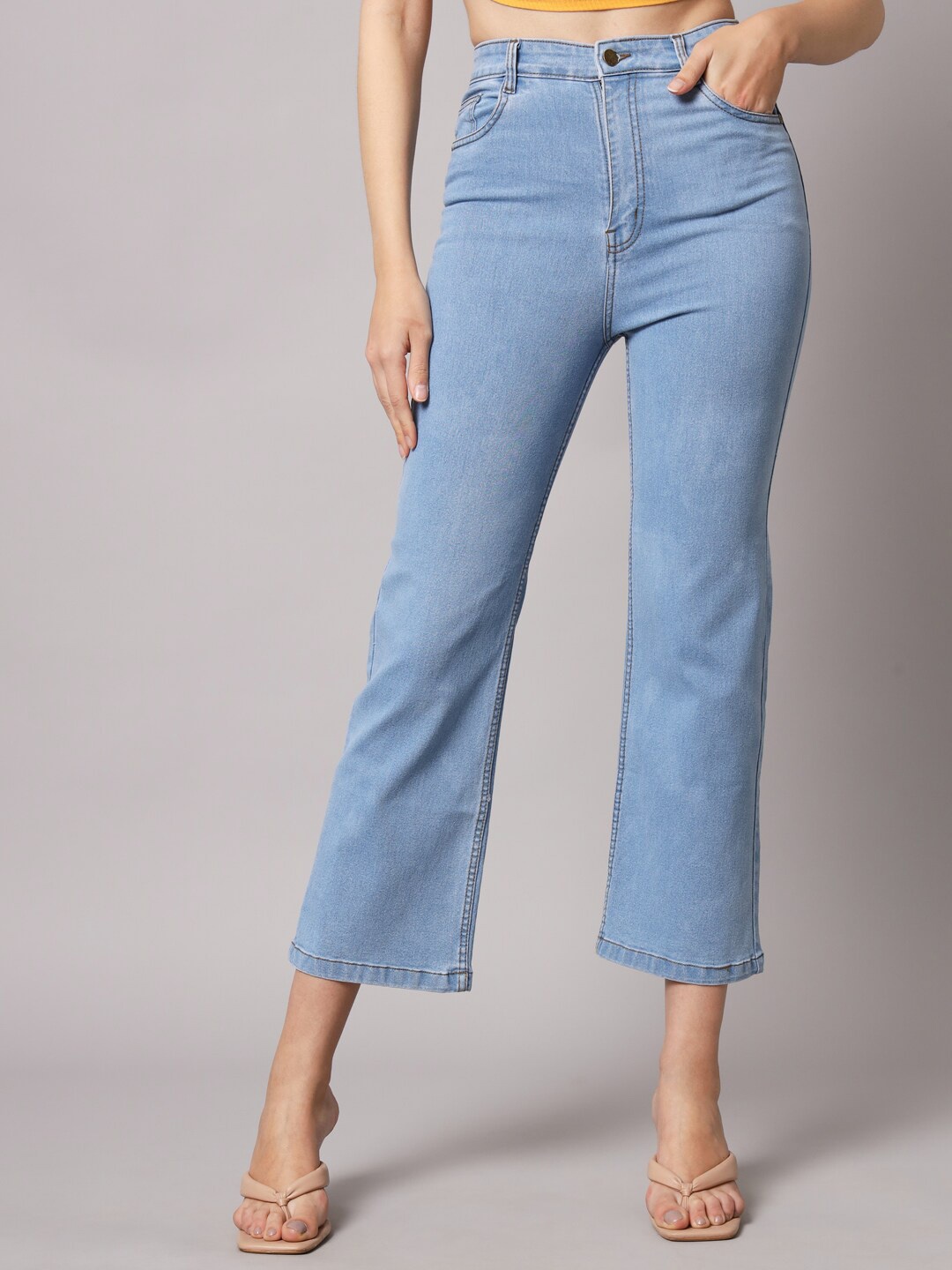 

BAESD Women High-Rise Light Fade Stretchable Jeans, Blue