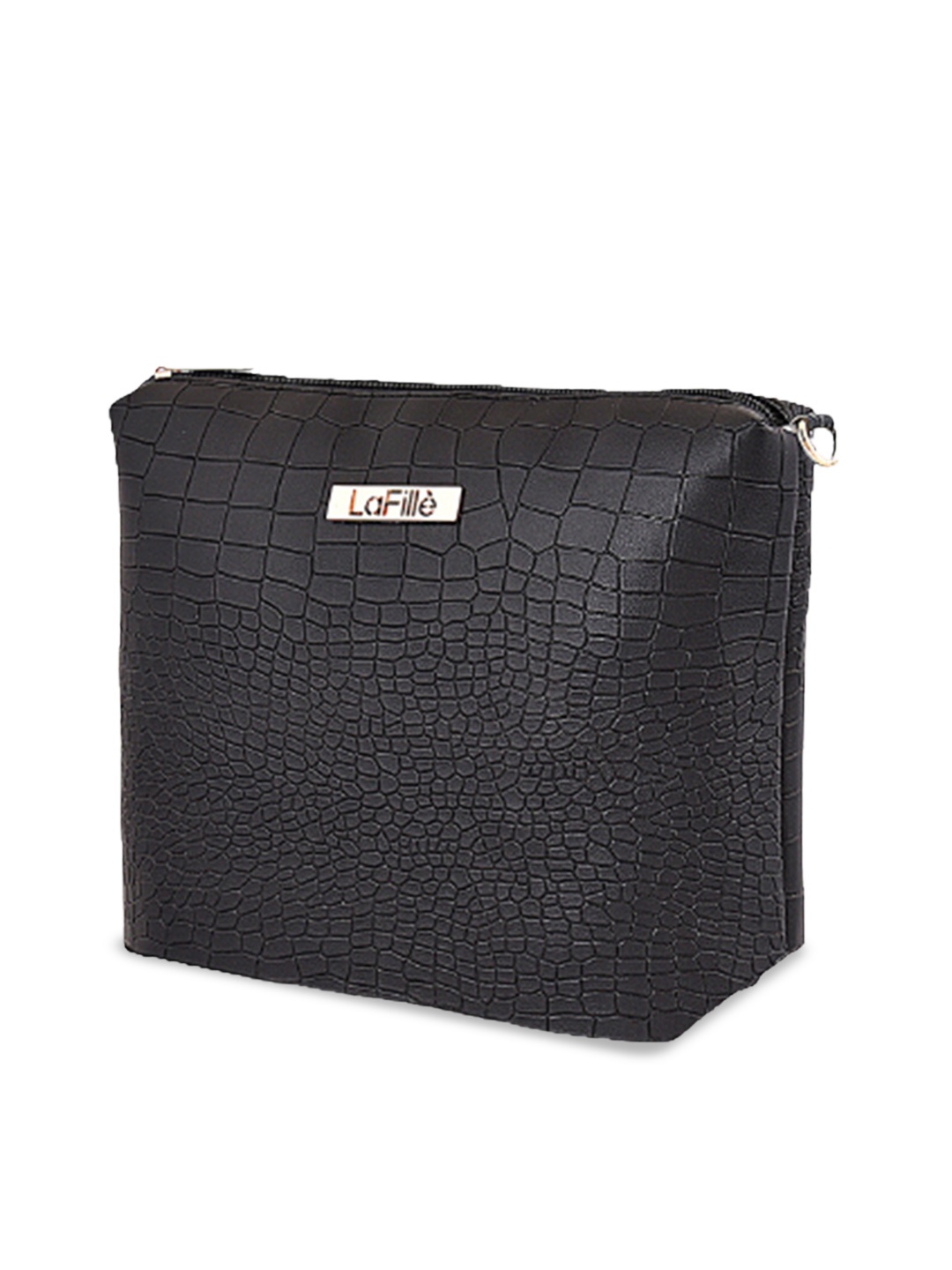 

LaFille Textured PU Structured Sling Bag with Quilted, Black