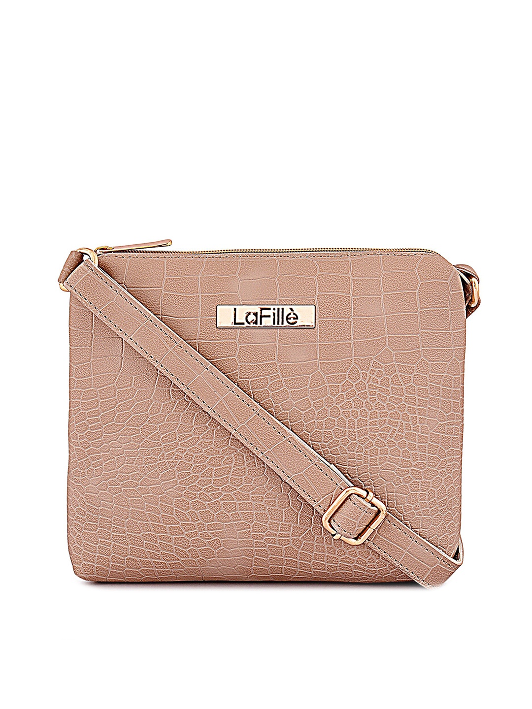 

LaFille Textured PU Structured Sling Bag, Beige