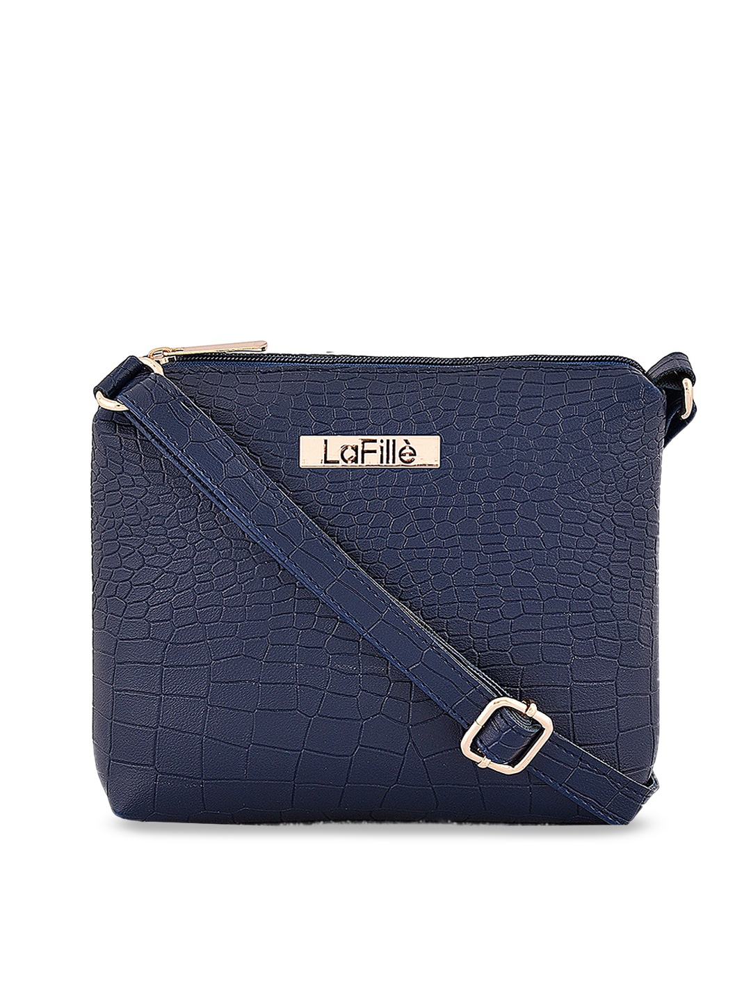 

LaFille Textured PU Structured Sling Bag, Blue