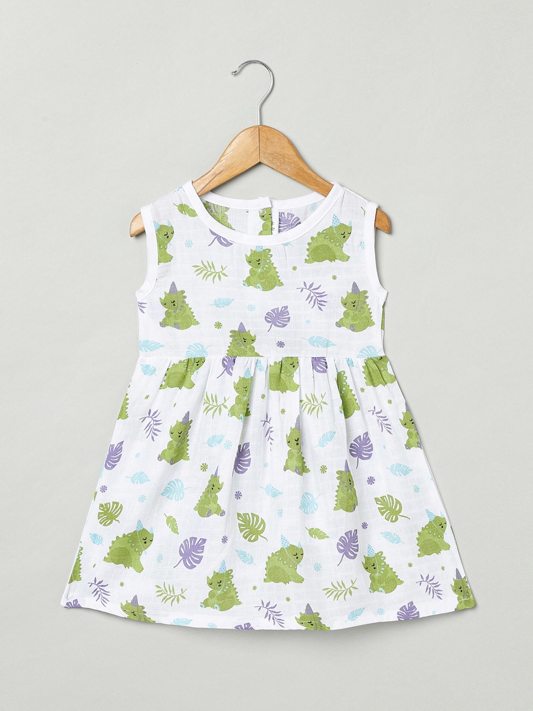 

The Boo Boo Club Girls Conversational Printed Pure Cotton Fit & Flare Dress, White