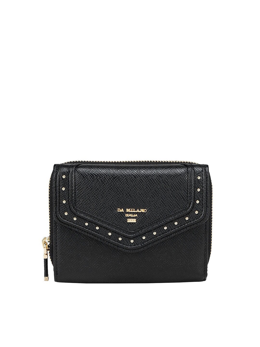 

Da Milano Leather Three Fold Wallet, Black