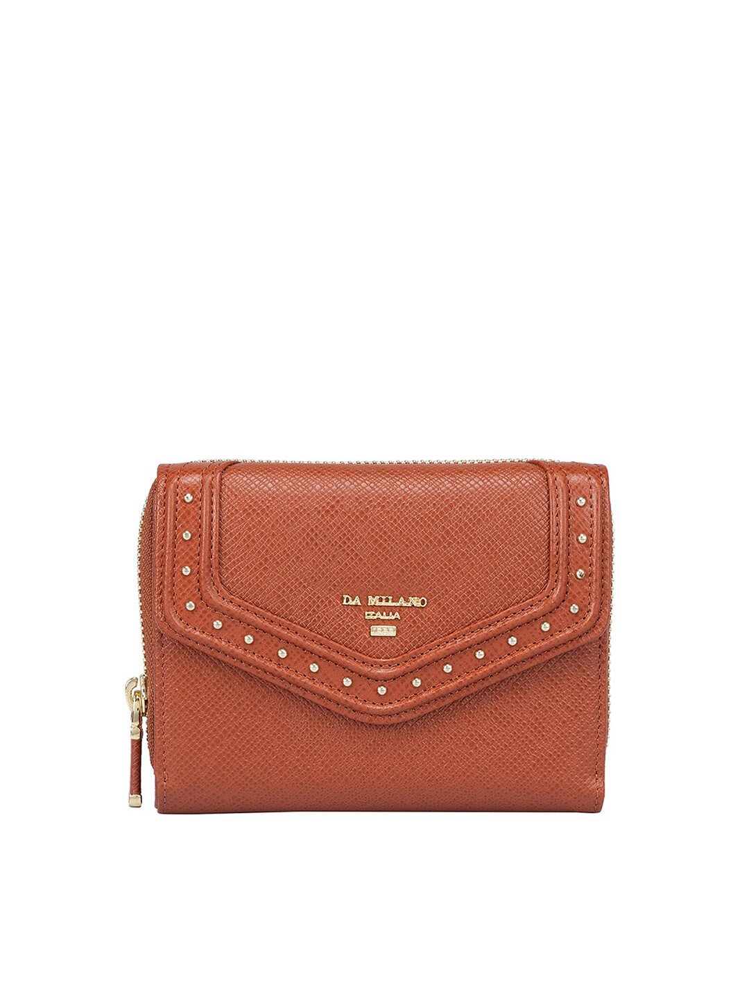 

Da Milano Textured Leather Three Fold Wallet, Brown