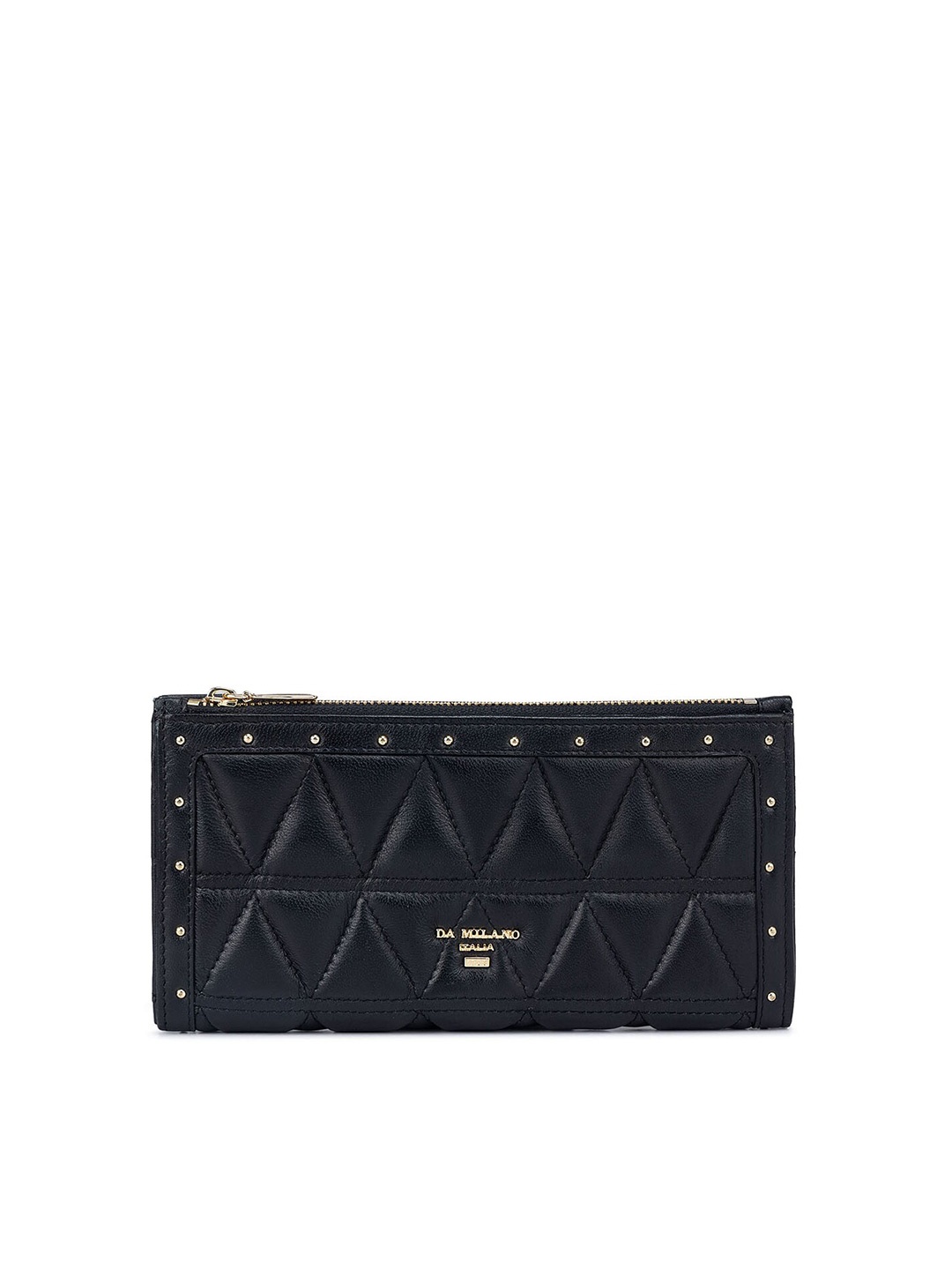 

Da Milano Textured Embellished Leather Two Fold Wallet, Black