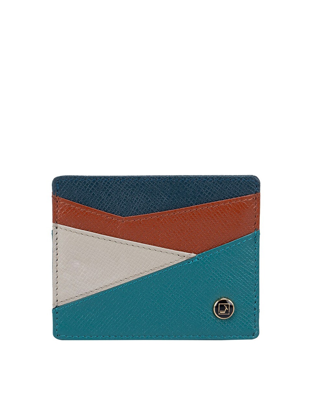 

Da Milano Unisex Colourblocked Leather Card Holder, Blue