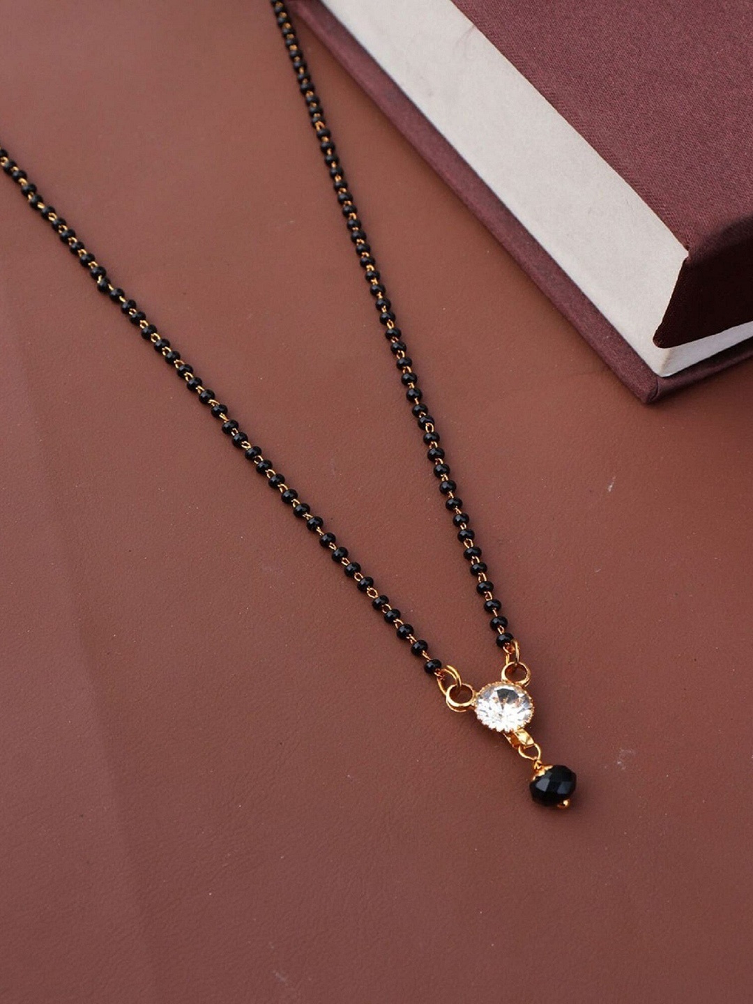 

JEWEL WORLD Gold-Plated Stone-Studded & Beaded Mangalsutra