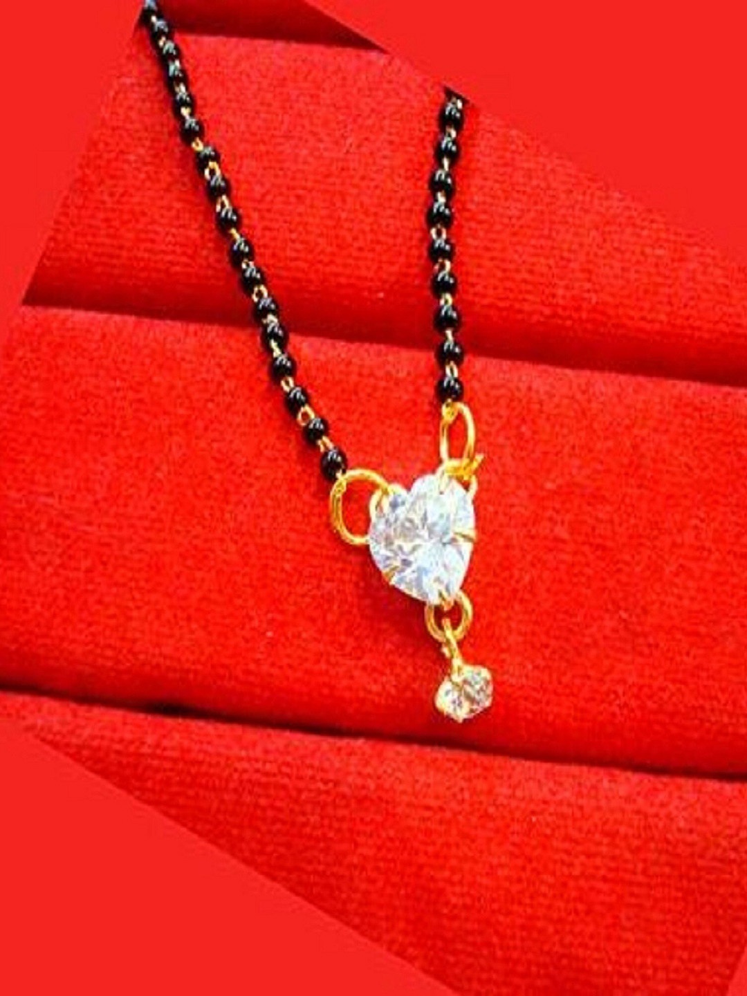 

JEWEL WORLD Gold-Plated Stone-Studded & Beaded Mangalsutra