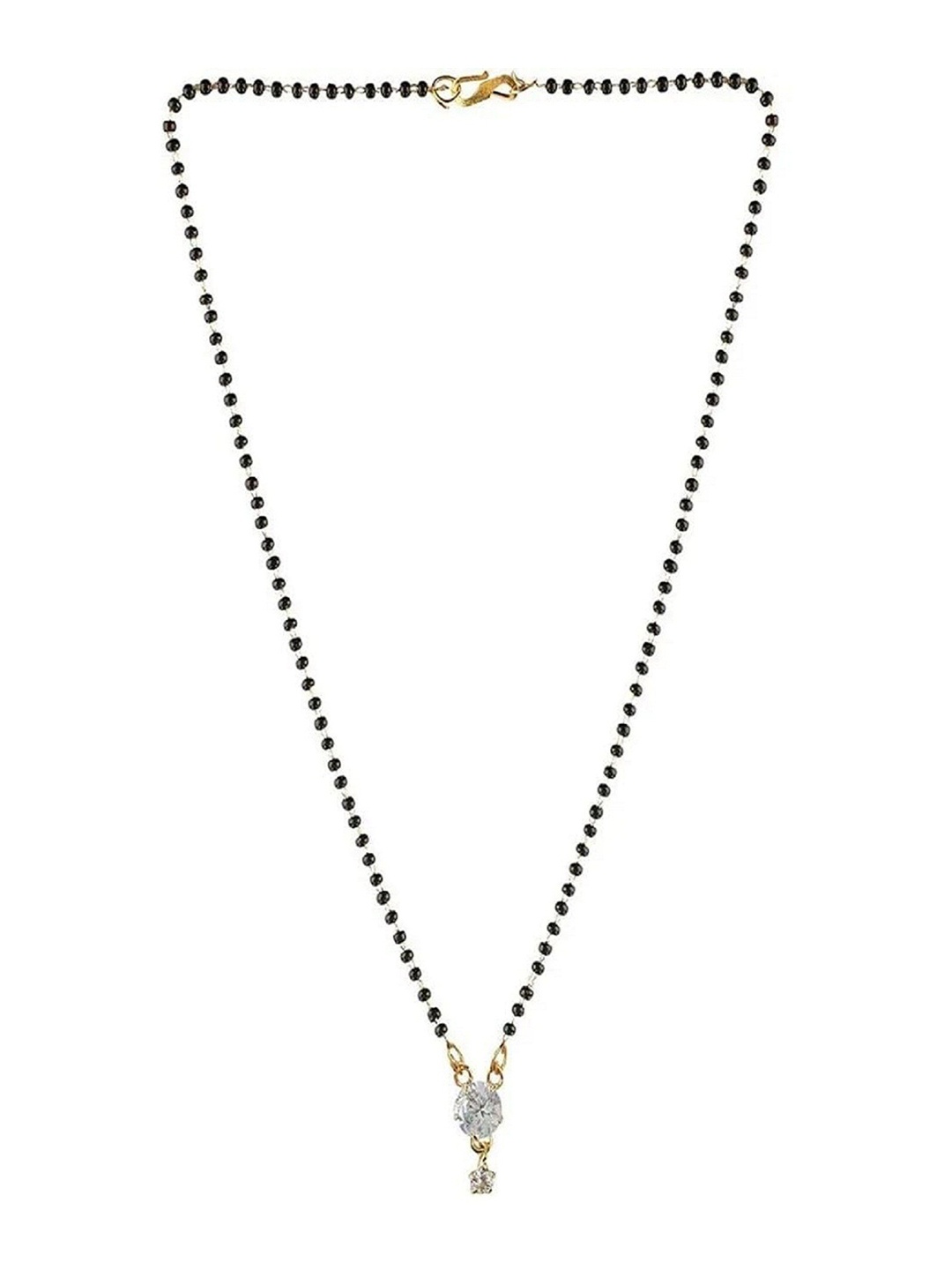 

JEWEL WORLD Gold-Plated Stone-Studded & Beaded Mangalsutra