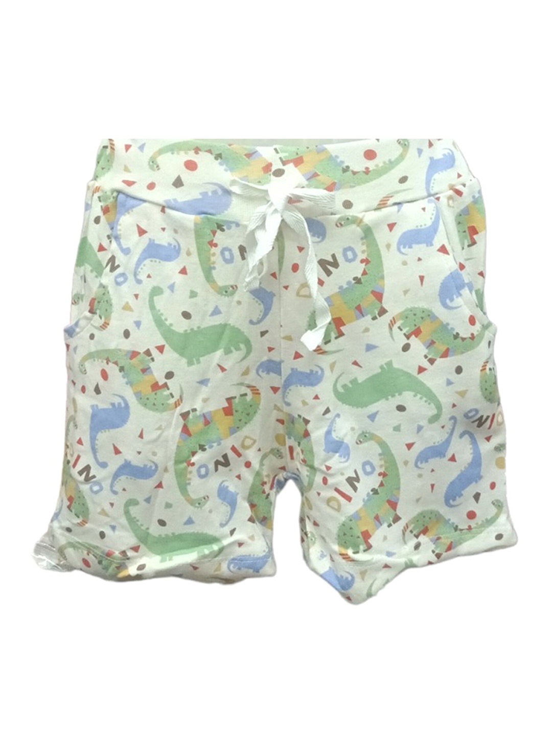 

BAESD Girls Conversational Mid-Rise Cotton Printed Shorts, Off white