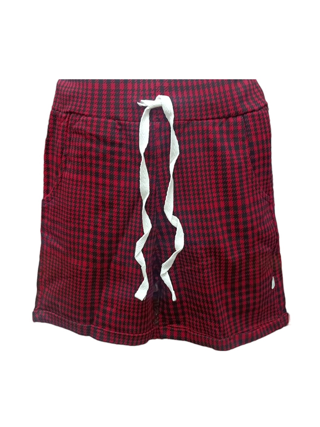 

BAESD Girls Checked Printed Mid-Rise Cotton Shorts, Red