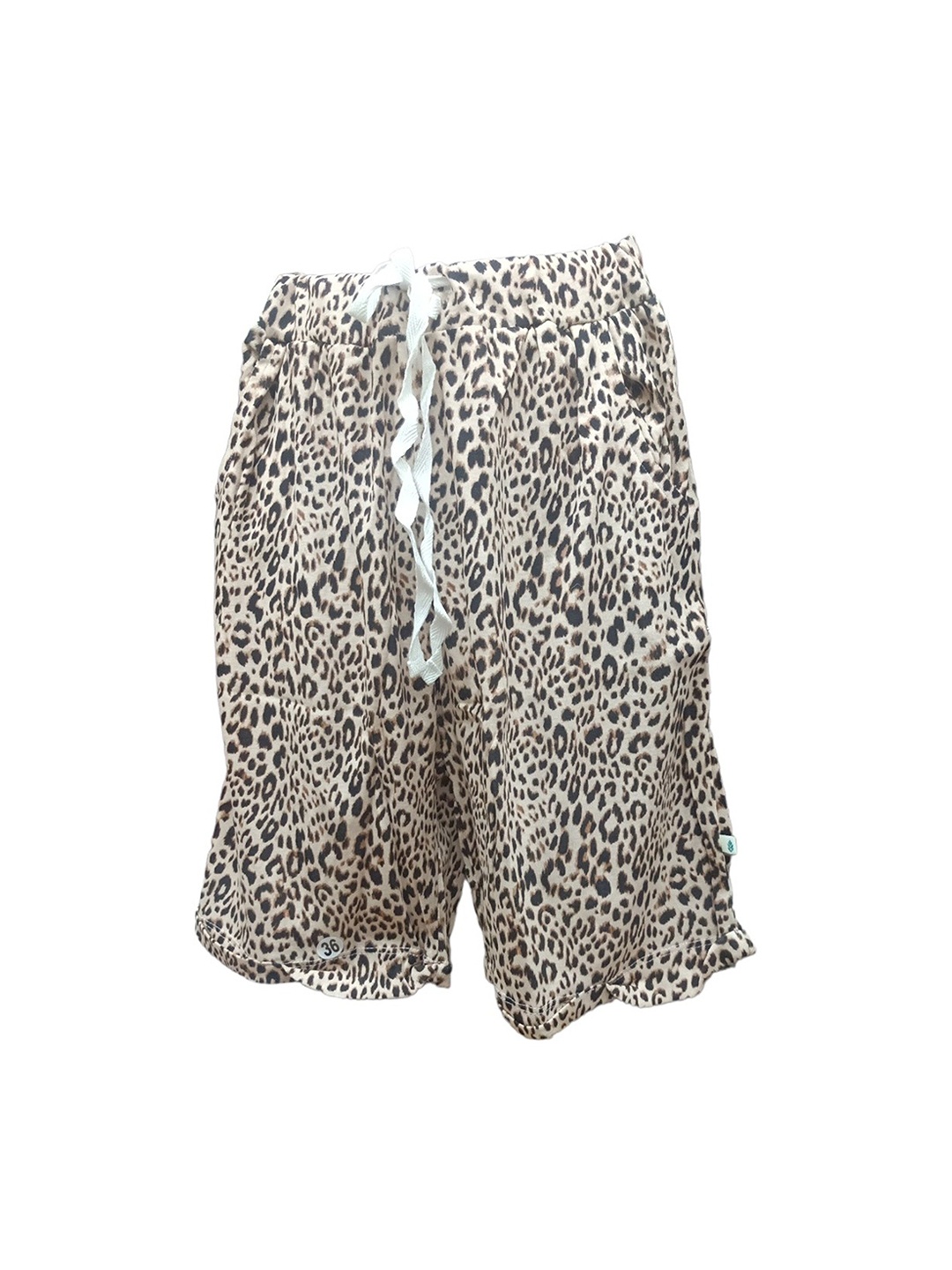 

BAESD Girls Mid-Rise Animal Printed Cotton Shorts, Beige