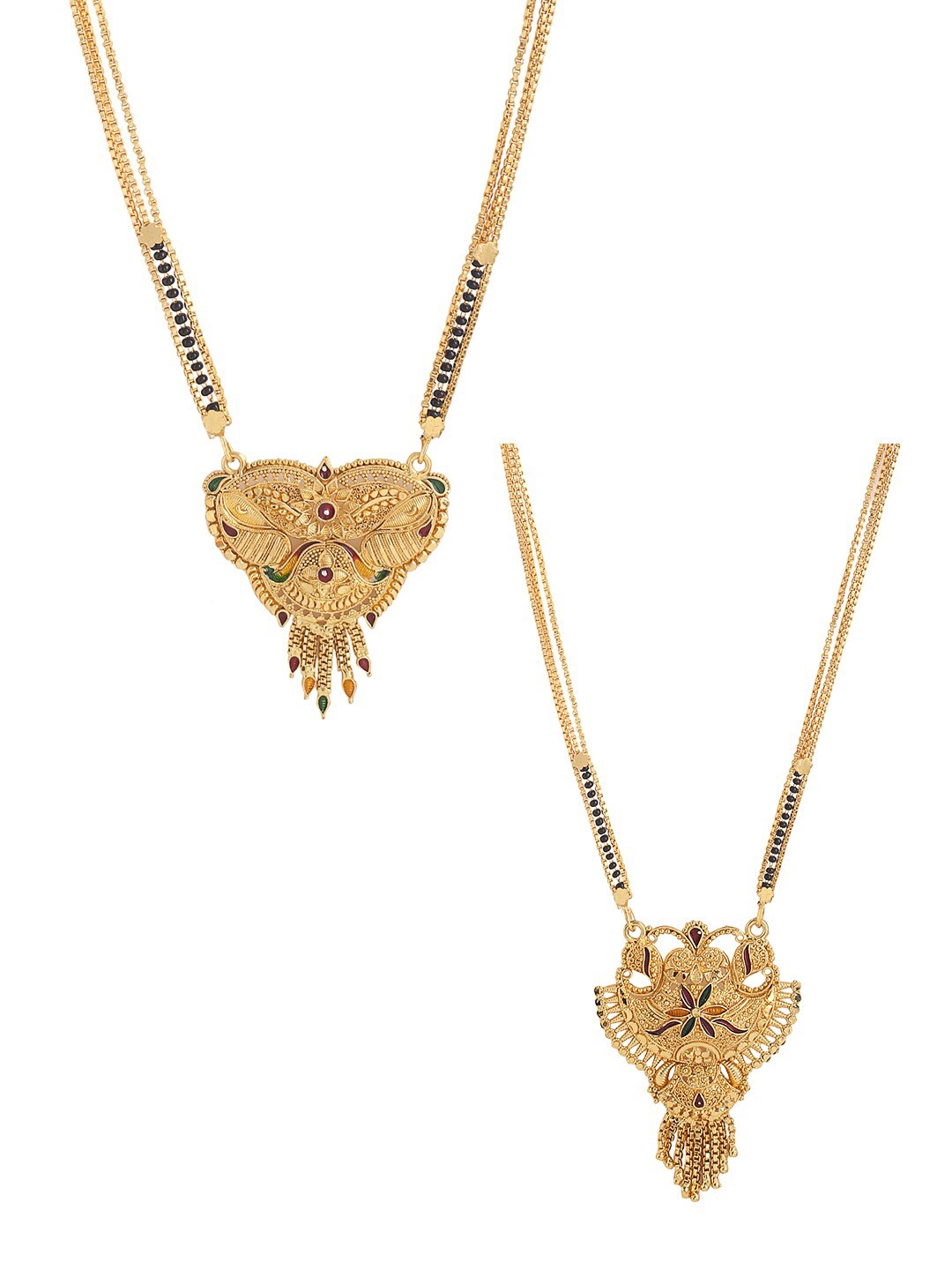 

Yellow Chimes Set Of 2 Gold-Plated Beaded Mangalsutra