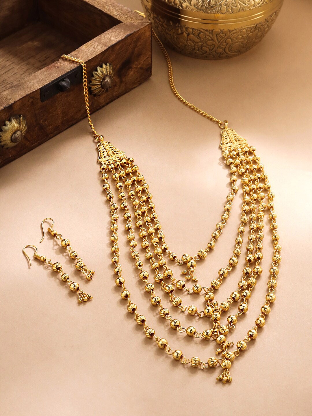 

Yellow Chimes Gold-Plated Beaded Jewellery Set