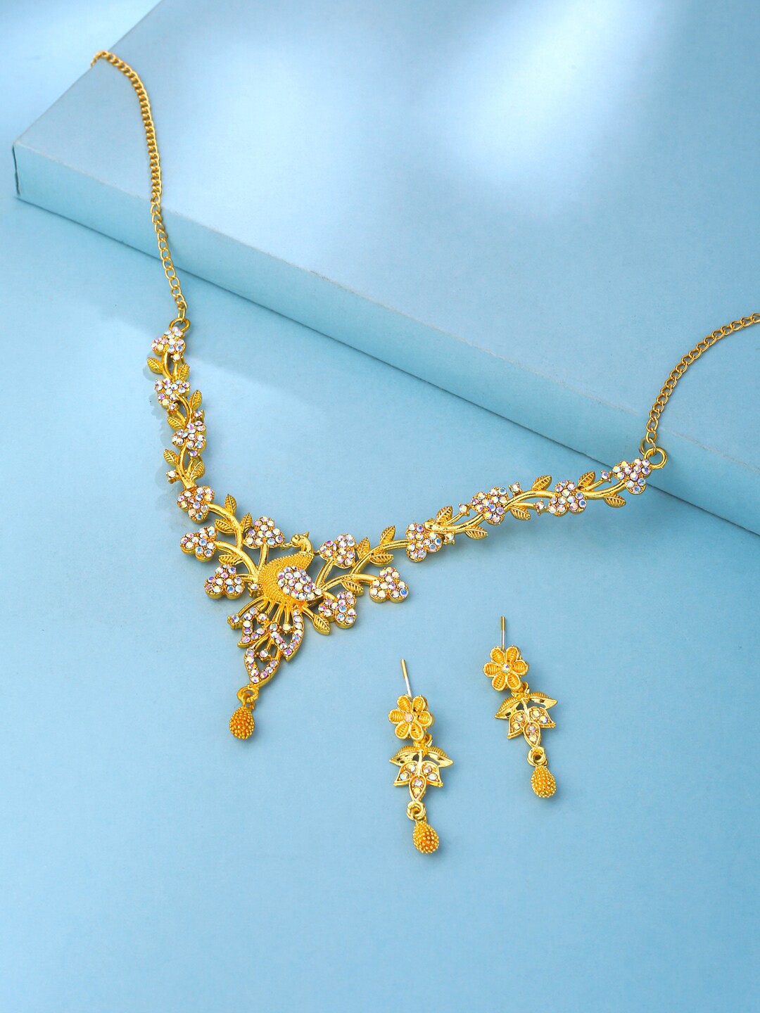 

Yellow Chimes Gold-Plated Stone-Studded Jewellery Set