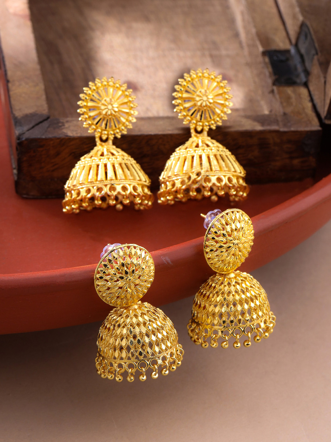 

Yellow Chimes Set Of 2 Gold-Toned Jhumkas