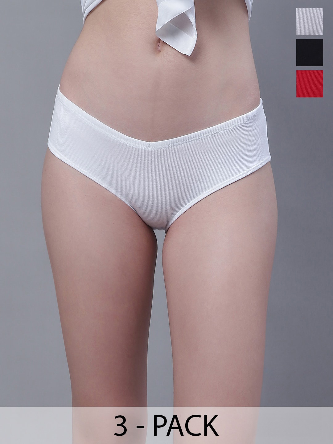 

TAG 7 Pack Of 3 Low-Rise Cotton Hipster Briefs UGCOM11-S, Black