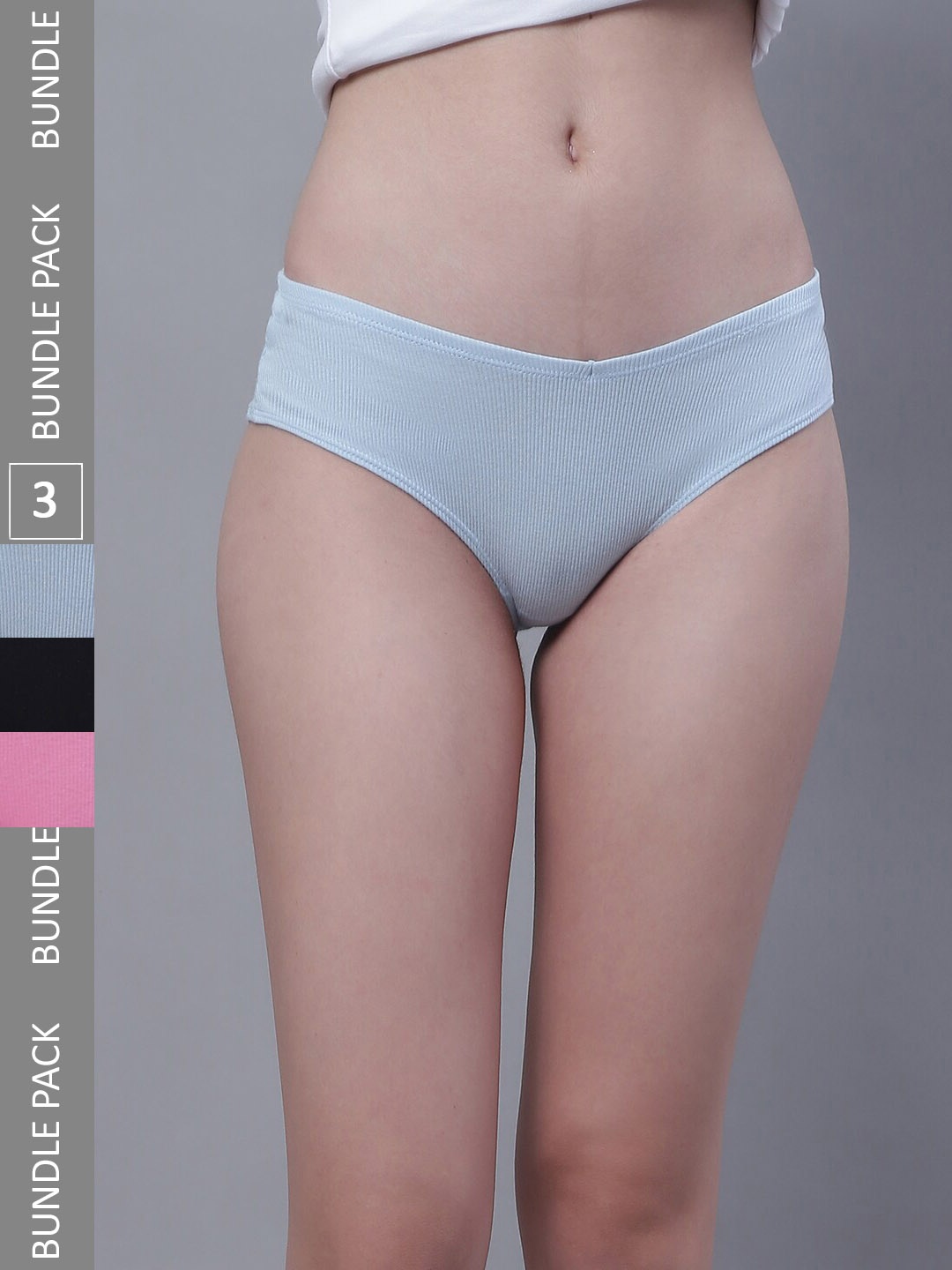 

TAG 7 Pack Of 3 Low-Rise Cotton Hipster Briefs UGCOM25-S, Blue