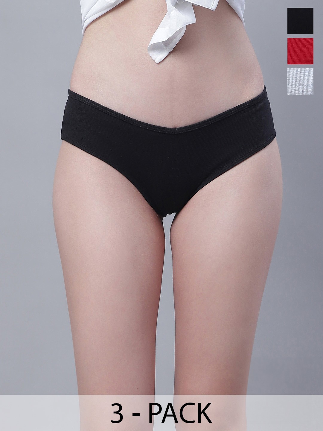 

TAG 7 Pack Of 3 Low-Rise Cotton Hipster Briefs UGCOM10-S, Black