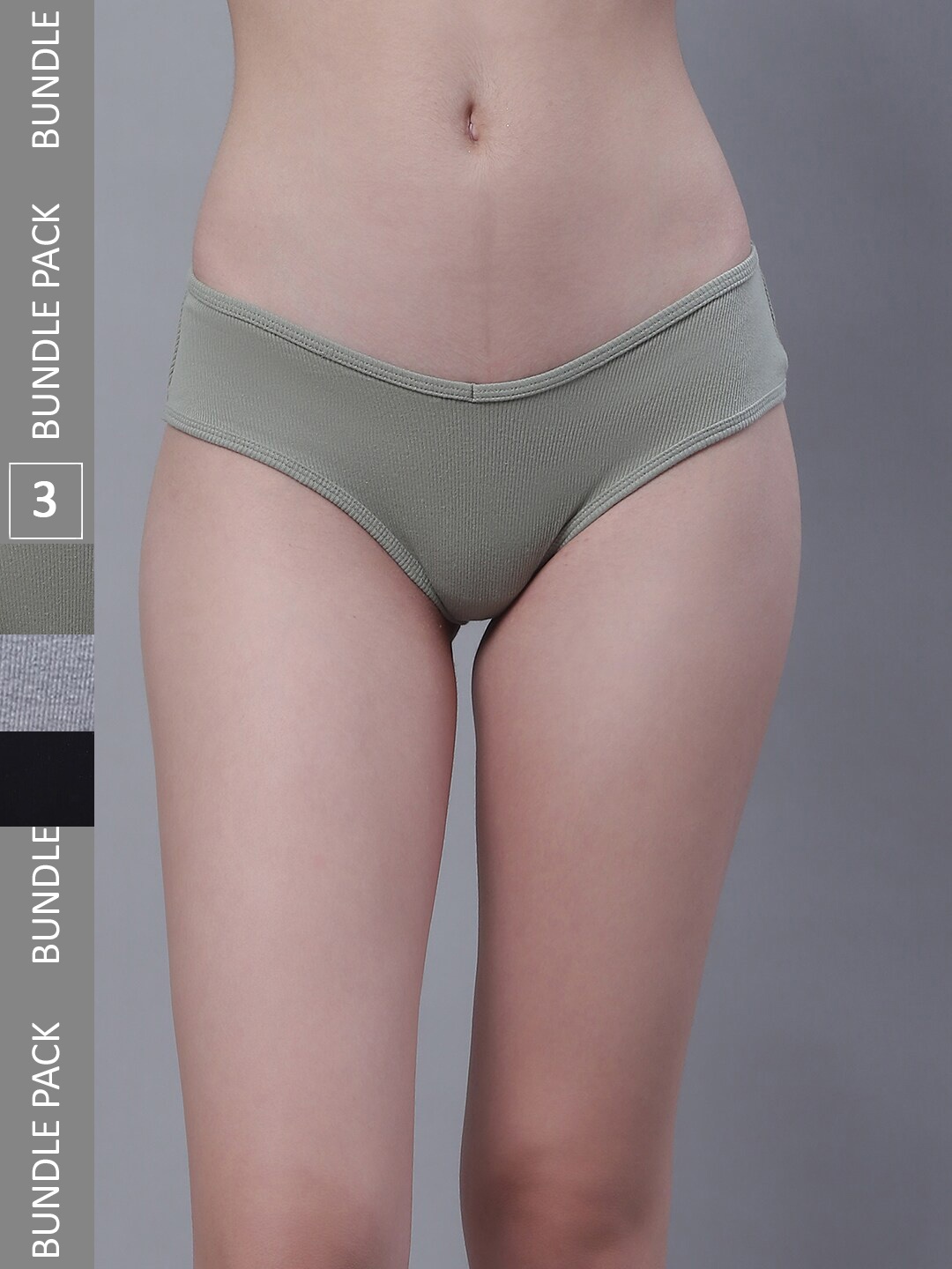 

TAG 7 Pack Of 3 Low-Rise Hipster Briefs, Olive