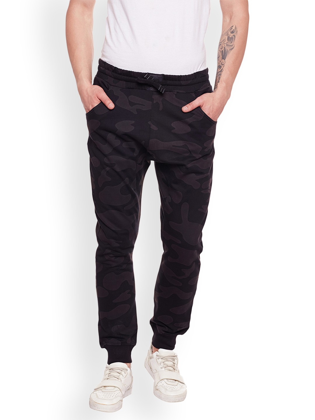 

PUNK Men Black & Grey Relaxed Loose Fit Printed Joggers