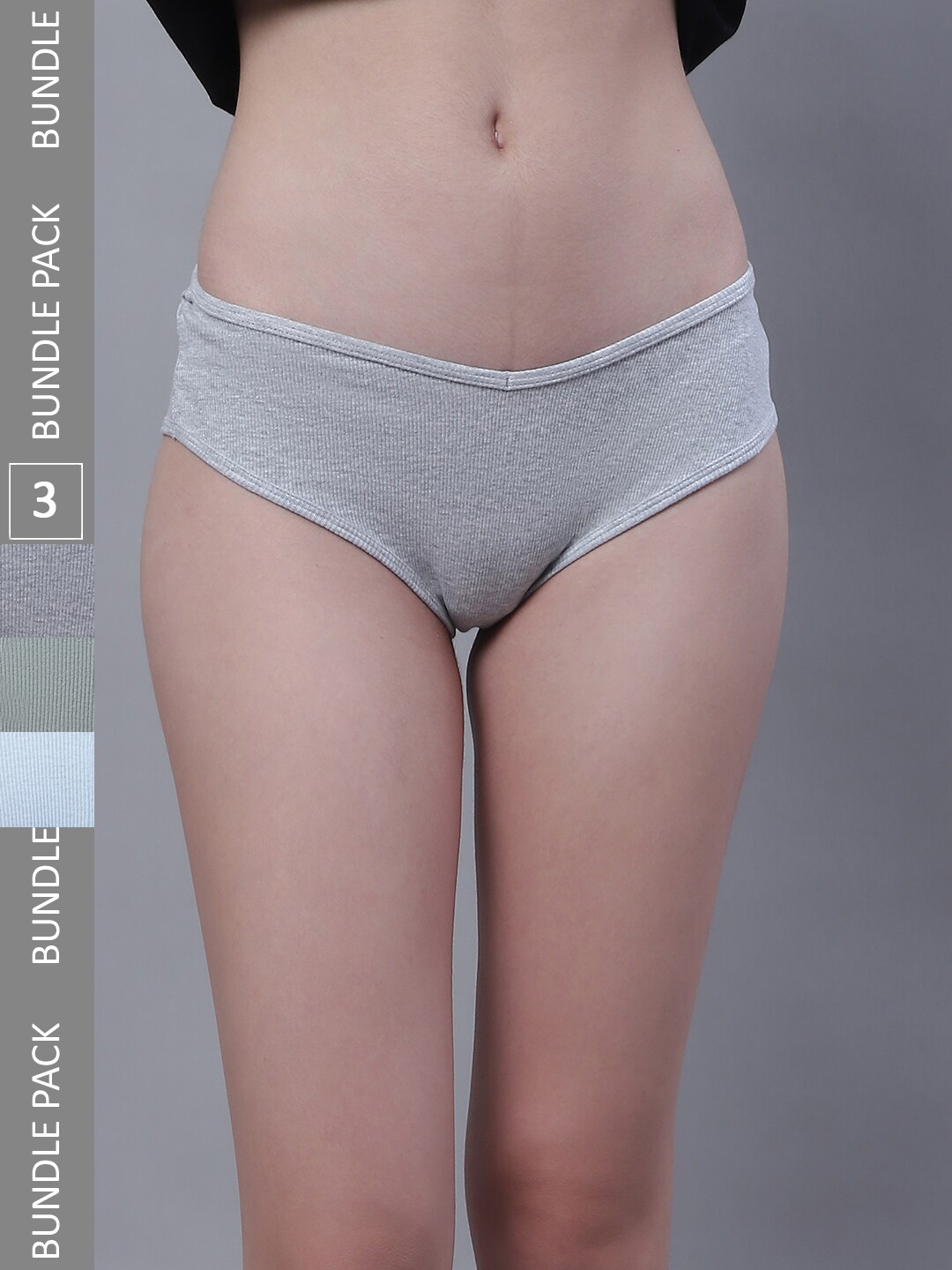 

TAG 7 Pack Of 3 Low-Rise Cotton Hipster Briefs UGCOM19-S, Grey