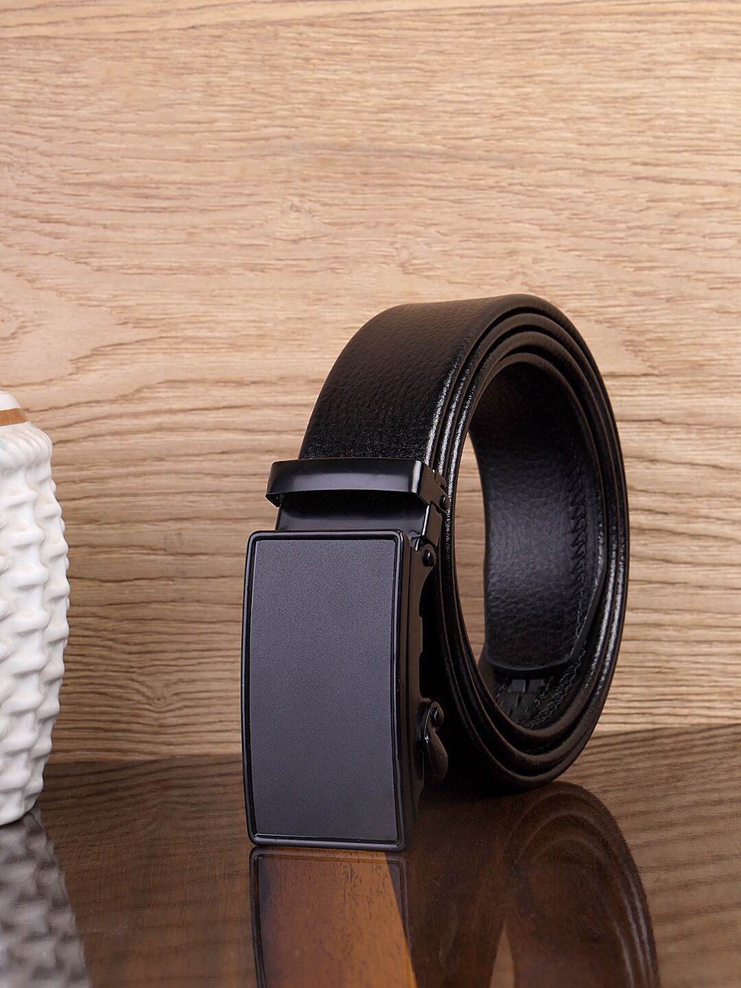

Mast & Harbour Men Black Textured Formal Belt