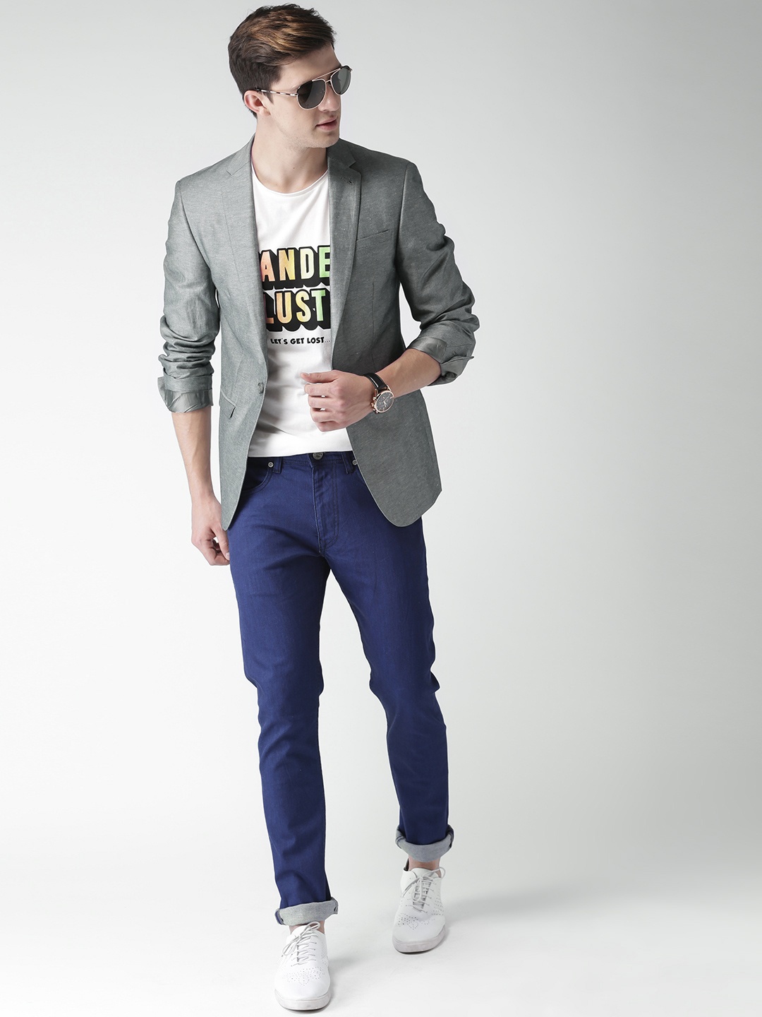 

Mast & Harbour Men Grey Slim Casual Blazer