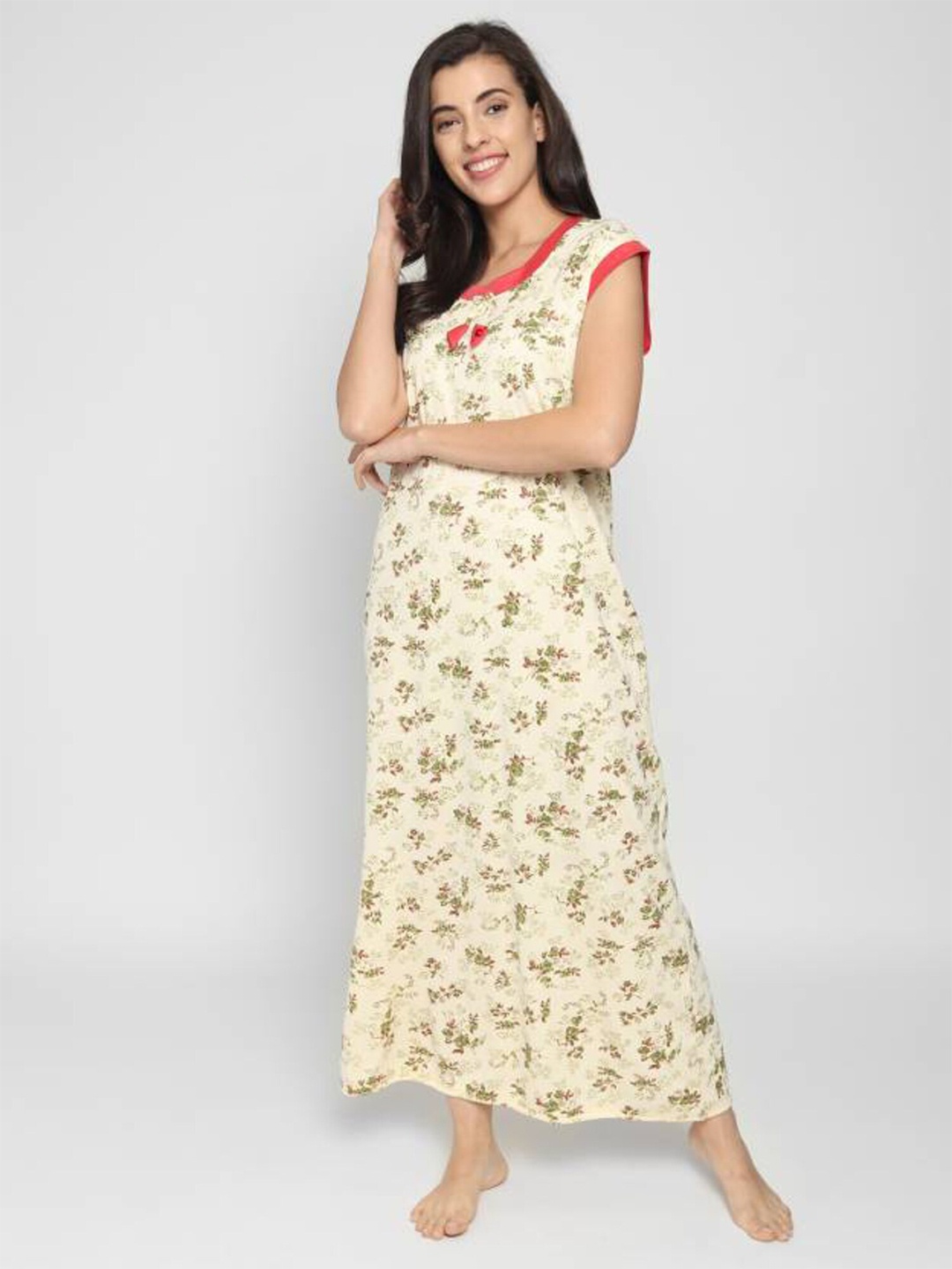 

Noty Floral Printed Maxi Nightdress, Yellow
