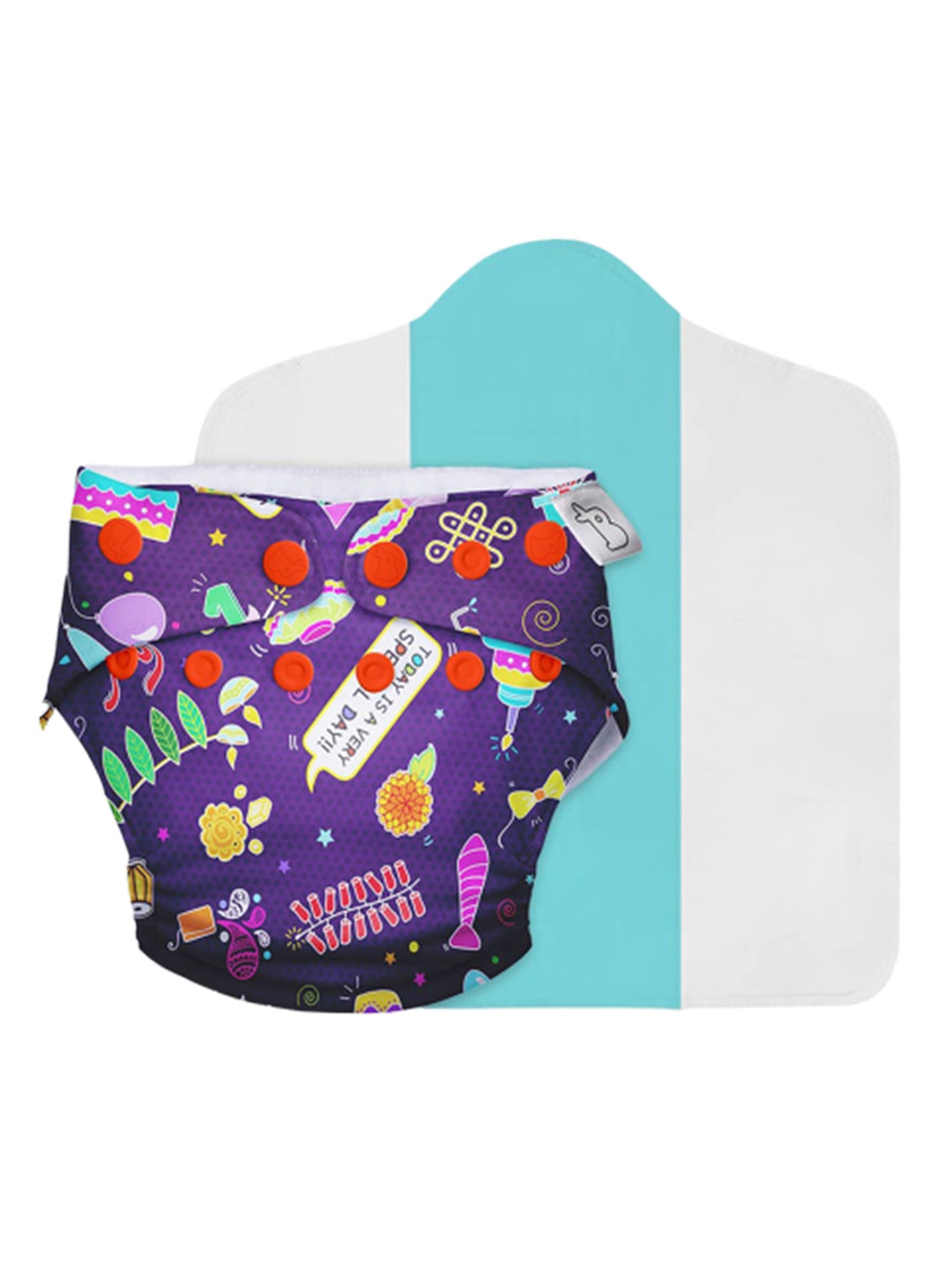 

SuperBottoms Kids Purple Printed UNO Cloth Diaper with Dry Feel Magic Pad