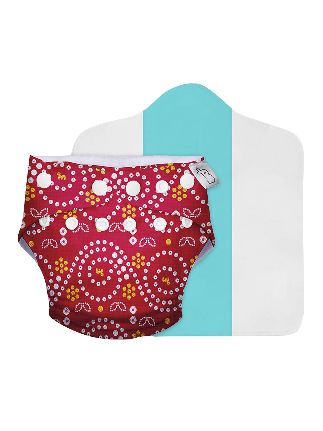 

SuperBottoms Kids Red Printed UNO Cloth Diaper with Dry Feel Magic Pad