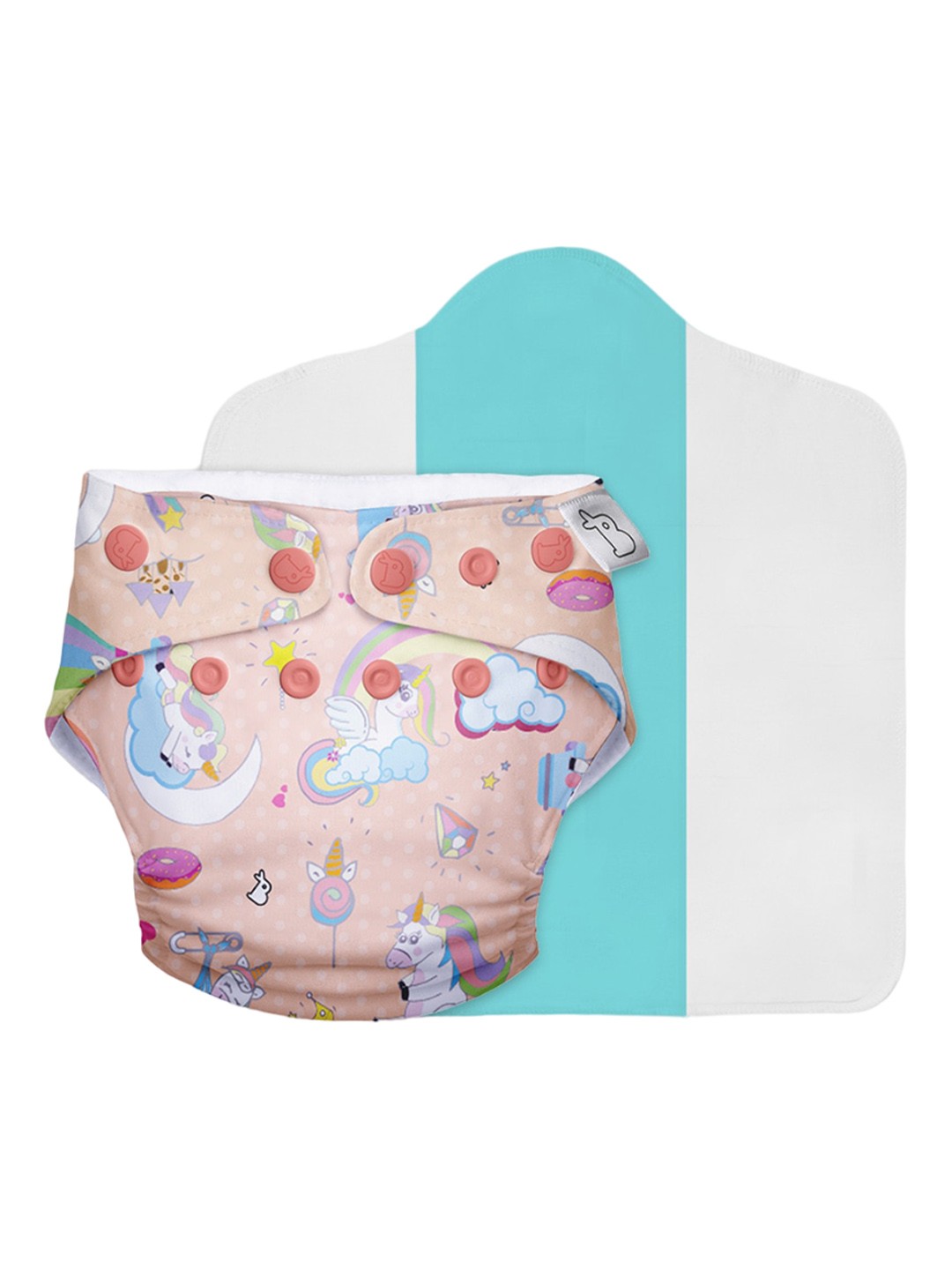

SuperBottoms Kids Pink Printed UNO Cloth Diaper with Dry Feel Magic Pad