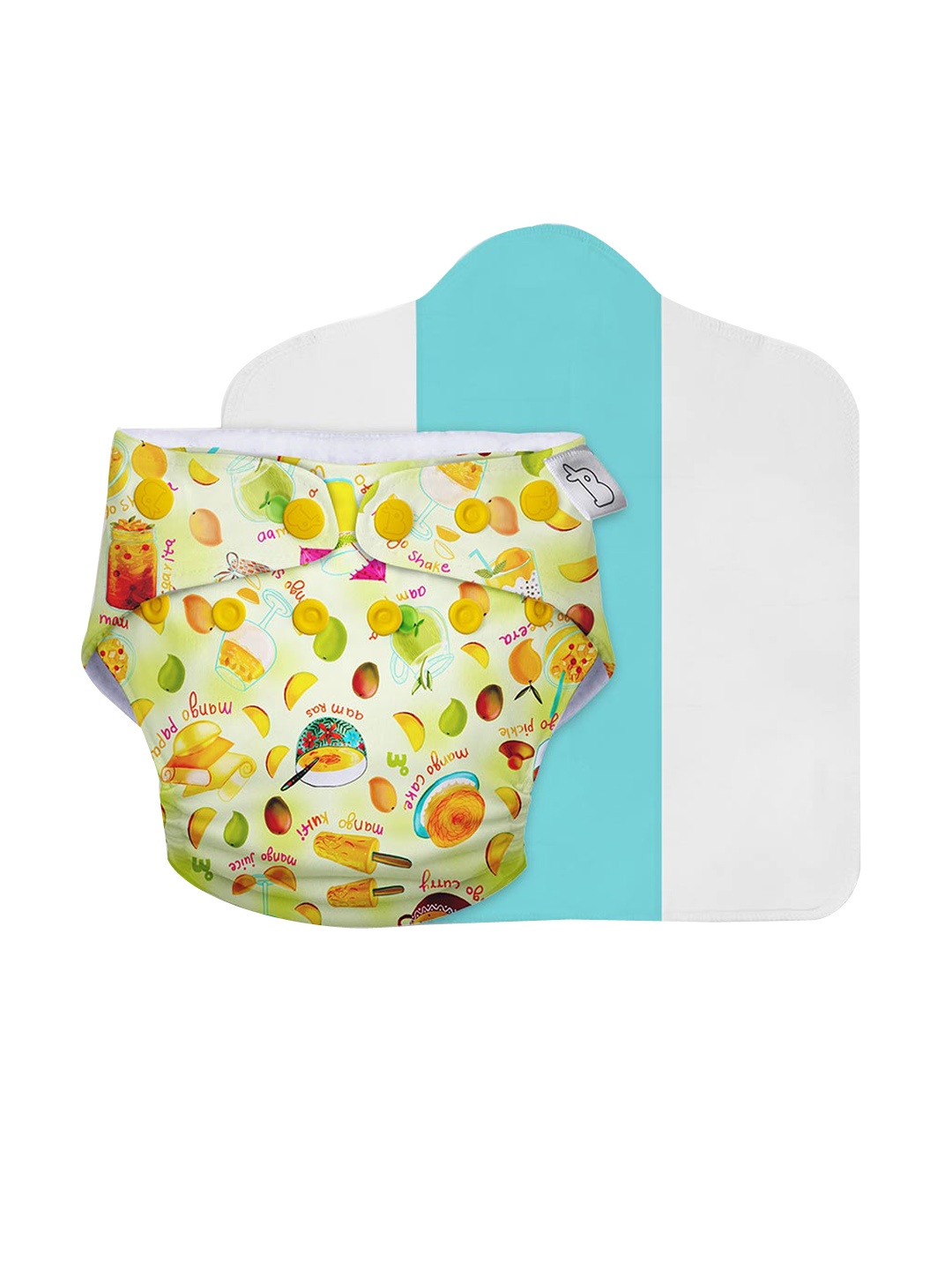 

SuperBottoms Kids Yellow Printed UNO Cloth Diaper with Dry Feel Magic Pad