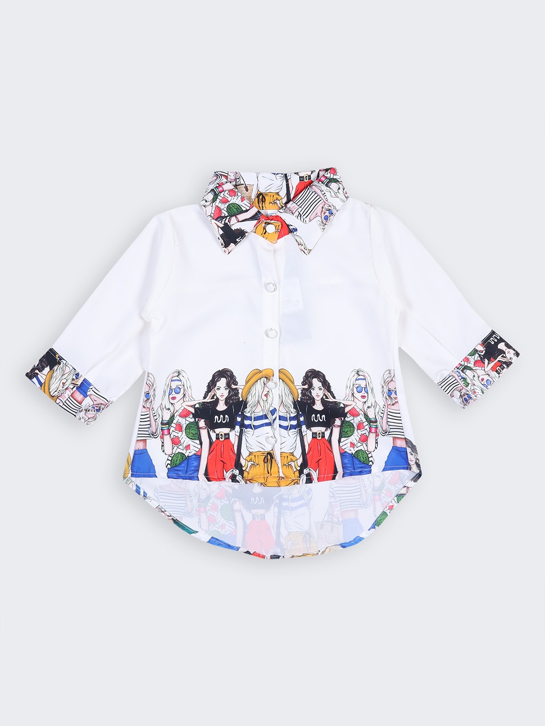 

Albion Girls Graphic Printed Shirt Style Top, White