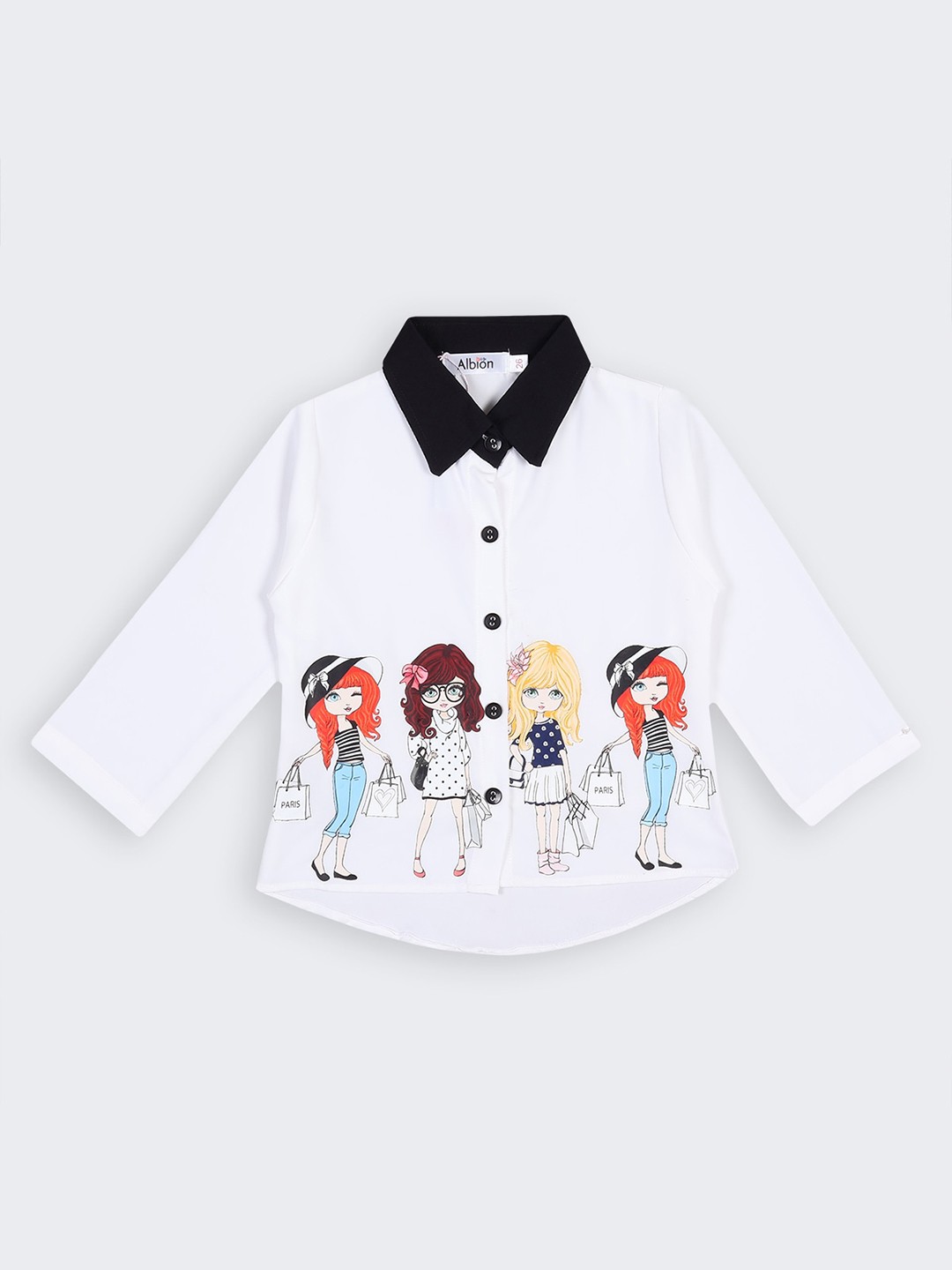 

Albion Girls Graphic Printed Shirt Style Top, White