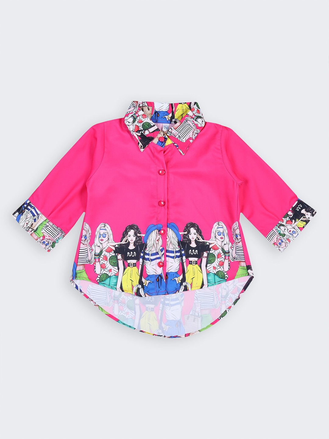 

Albion Graphic Print Shirt Style Pure Cotton Top, Rose