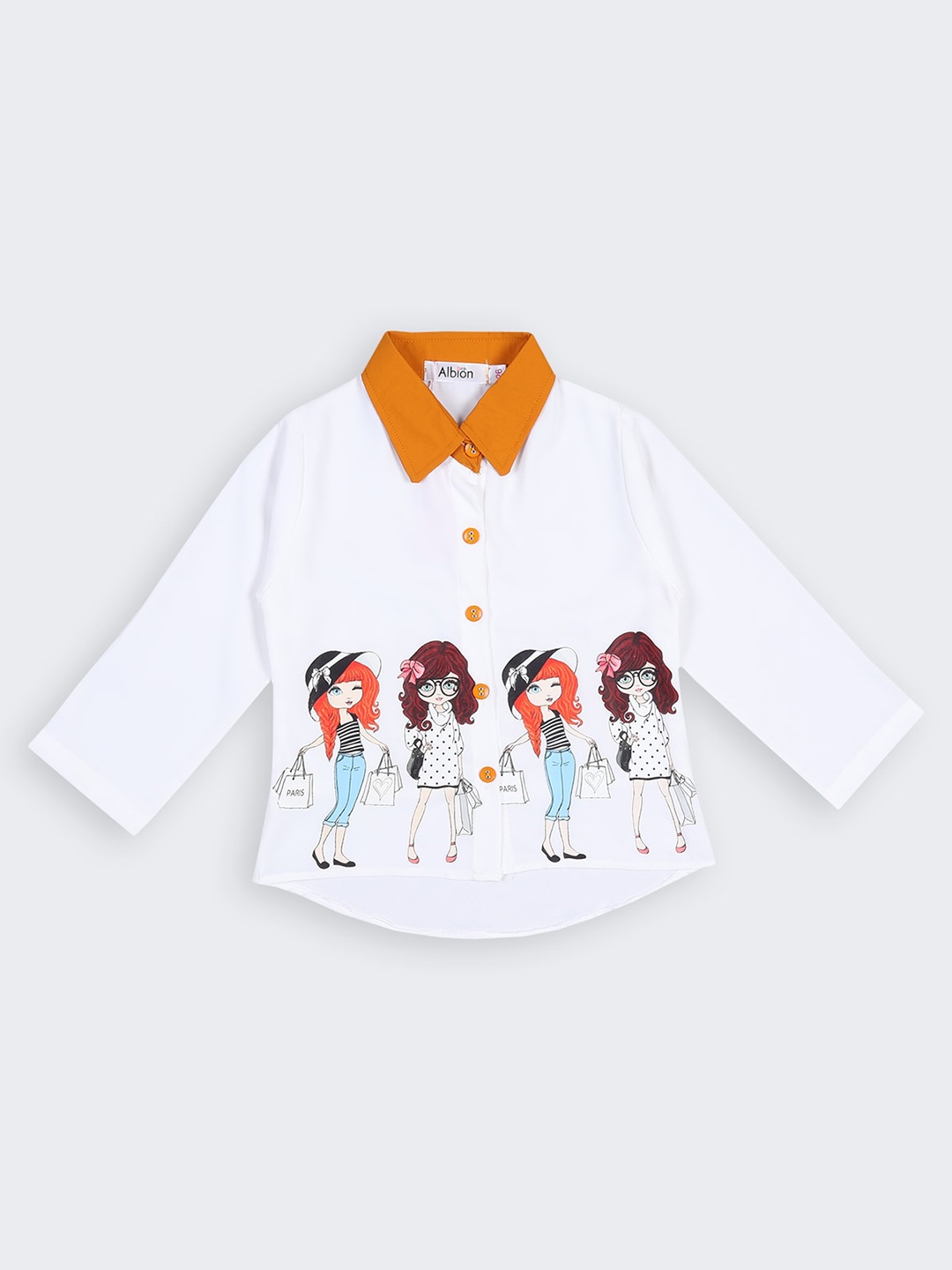 

Albion Girls Graphic Printed Shirt Style Top, White
