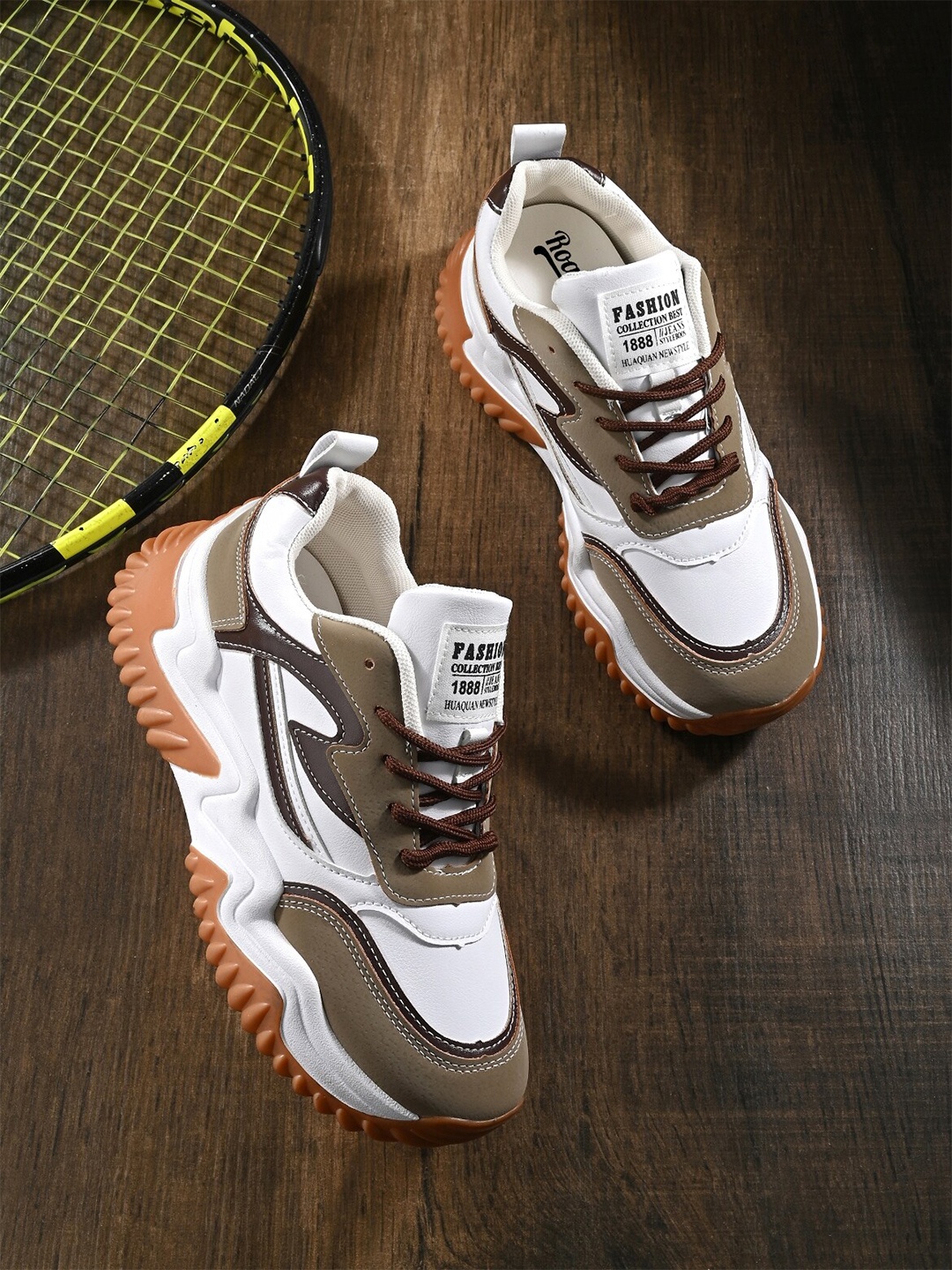 

The Roadster Lifestyle Co. Women White & Brown Lace-Up Walking Sports Shoes
