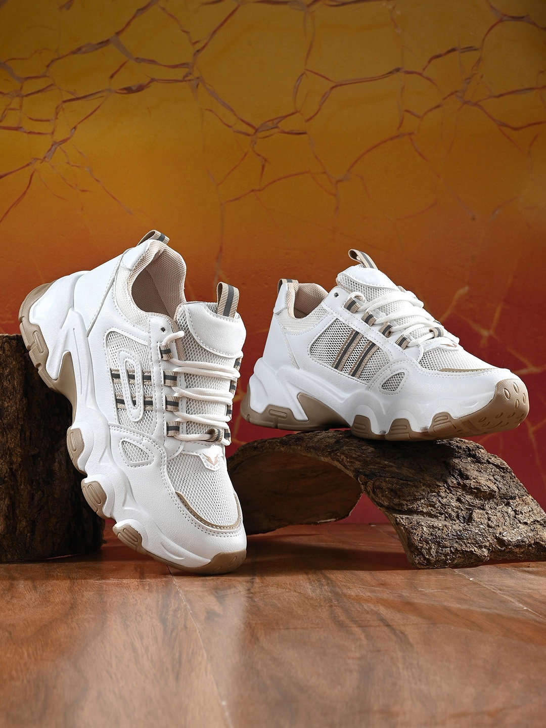 

Roadster Women White & Beige Mesh Walking Shoes