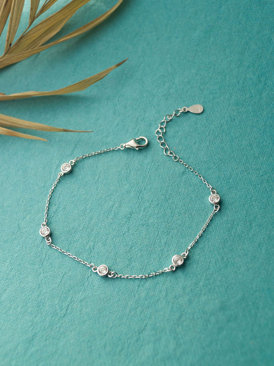 

MANNASH Rhodium-Plated Sterling Silver Cubic Zirconia Link Bracelet