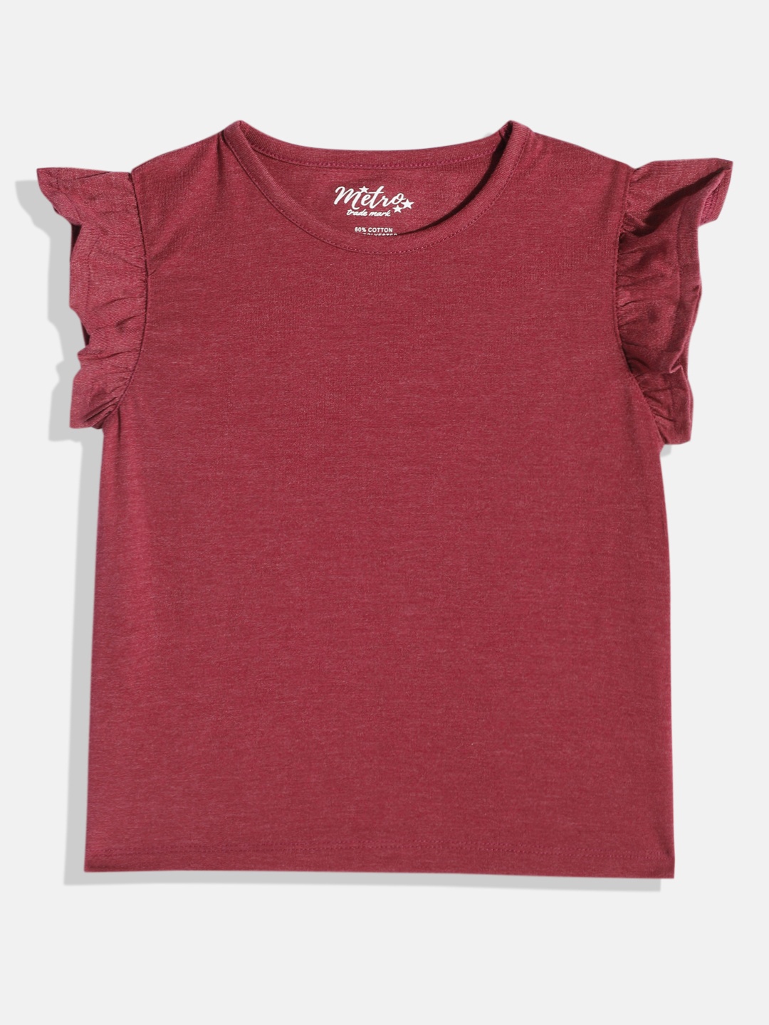 

METRO KIDS COMPANY Flutter Sleeve Ruffles Top, Maroon