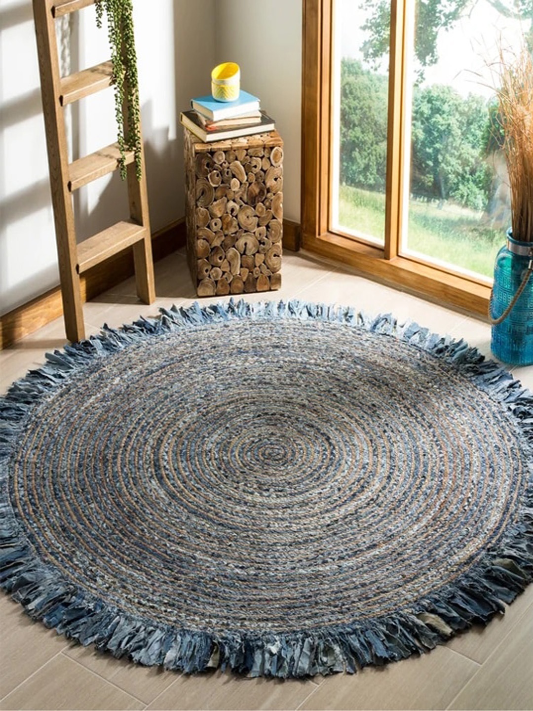 

Art Avenue ABHAY Blue Denim Jute Rug