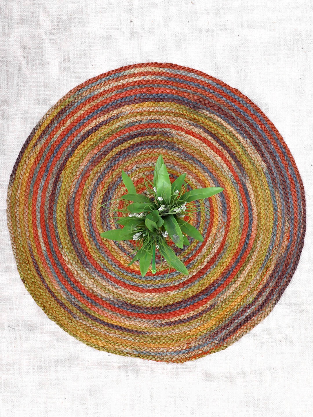 

Art Avenue Doors Yellow & Red Braided Round Jute Rug